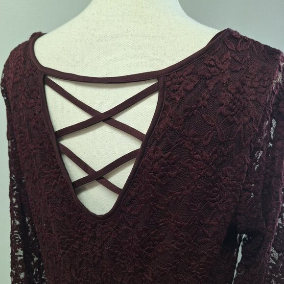 Maurices Lace Dress Purple Womens XXL Layered Slip Mother Bride Groom - Picture 9 of 13